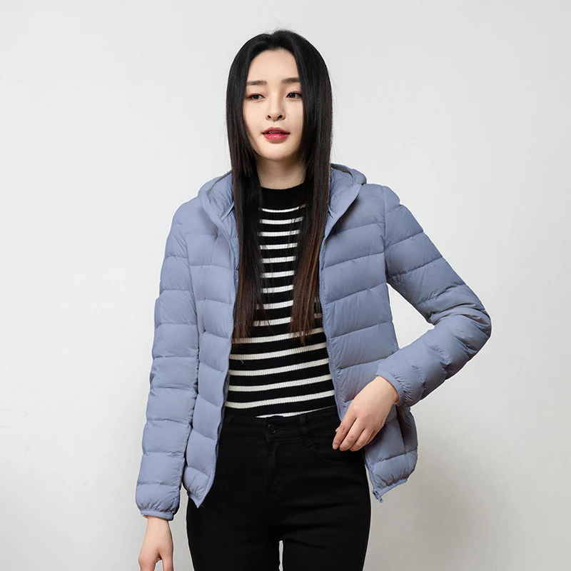 2023 Autumn Winter Women Hooded Thin Oversize Coat Ultra Light White Duck Down Jacket Ladies Short Warm Parkas Puffer Outwears