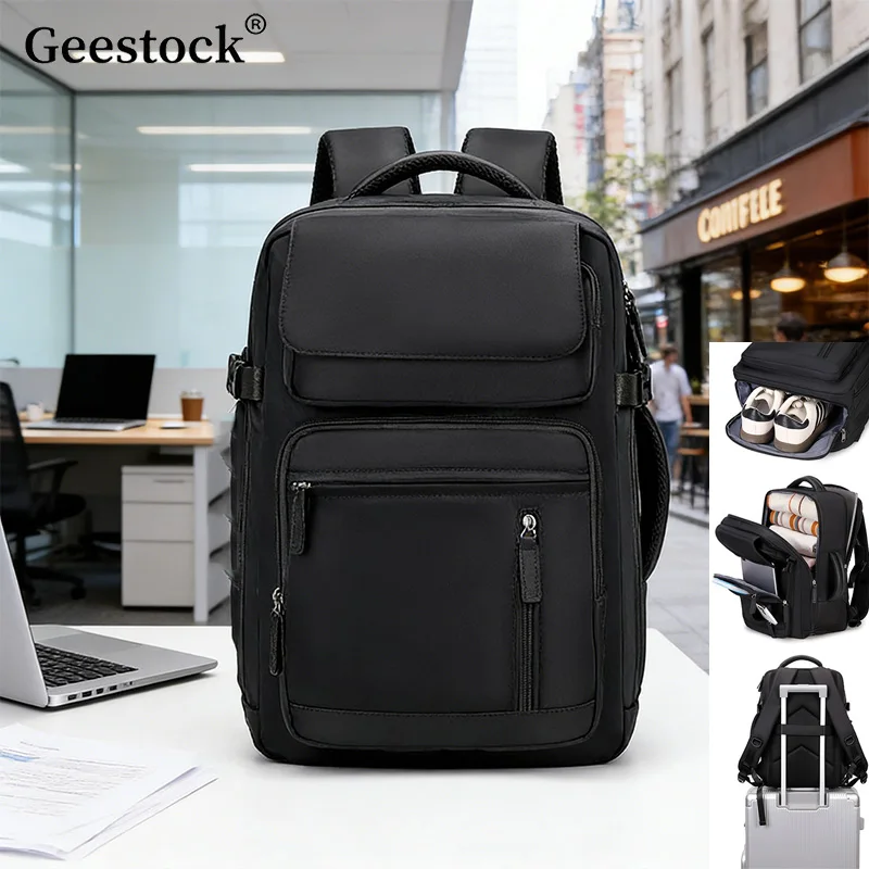 Travel Laptop Backpack Fits 15.6 Inch Laptop Carry On Backpack With Shoe Compartment Multi Pocket Luggage Strap Business Bag