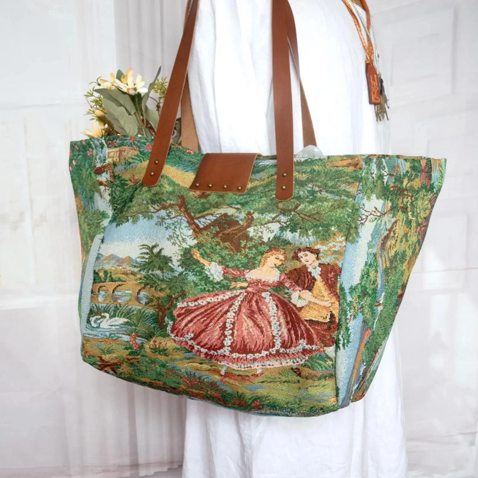 

Lost In Vintage Large Romantic Tapestry Tote Bags Gobelin Shoulder Bag 57x40x21cm