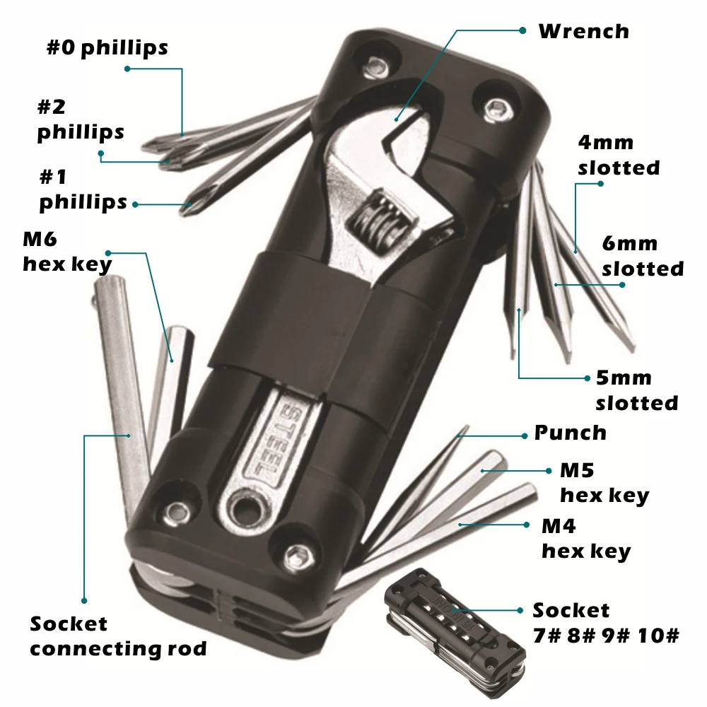 Herramienta multifuncional para exteriores, Kit de Motor de destornillador hexagonal, llave multiherramienta para bicicleta y motocicleta