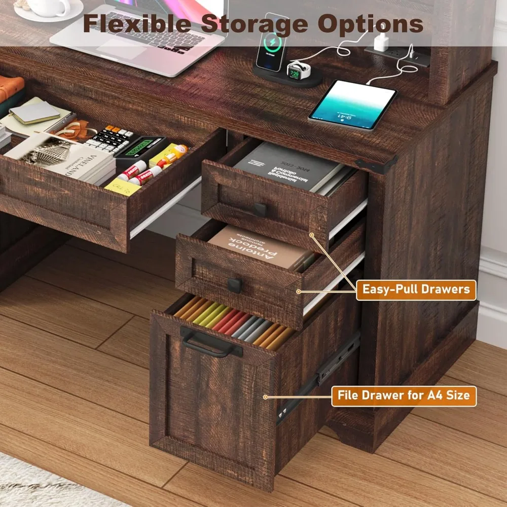 مكتب مزرعة بارتفاع 76 مع قفص باب منزلق، مكتب كمبيوتر محطة عمل تنفيذية للمكتب الخشبي مع محطة شحن وأدراج