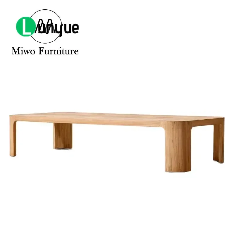 Solid Teak Wood Rectangular Coffee Table Waterproof UV Proof Luxury Outdoor Furniture for Hotel Lobby Terrace Garden Living