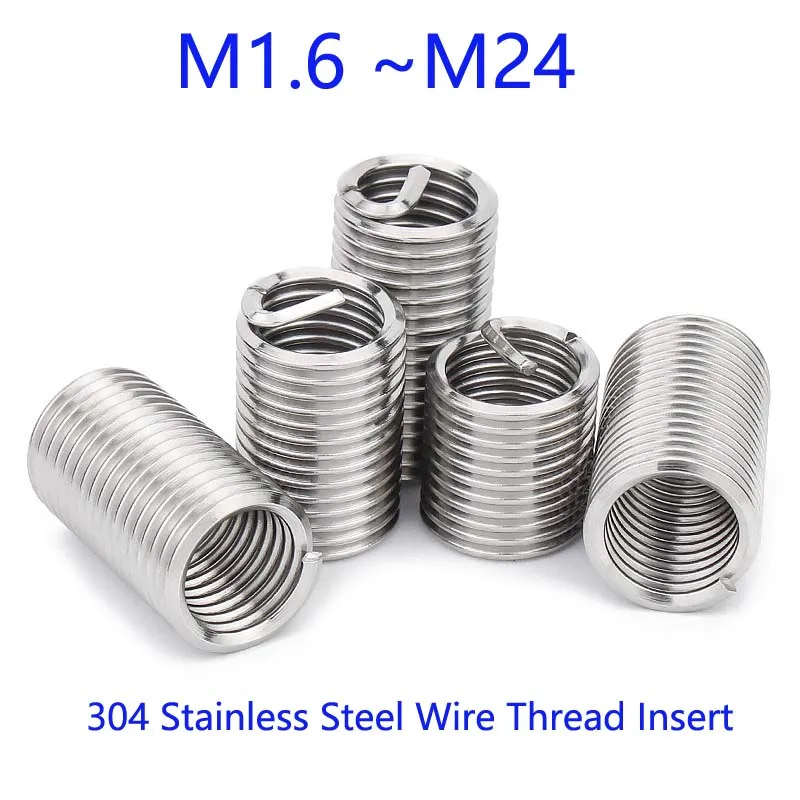 304 Stainless Steel Coiled Wire Helical Bushing Set Wire Thread Insert Fine Thread (UNF) M1.6 M2 M2.5 M3.5 M4 M5 M6 M8 ~ M24