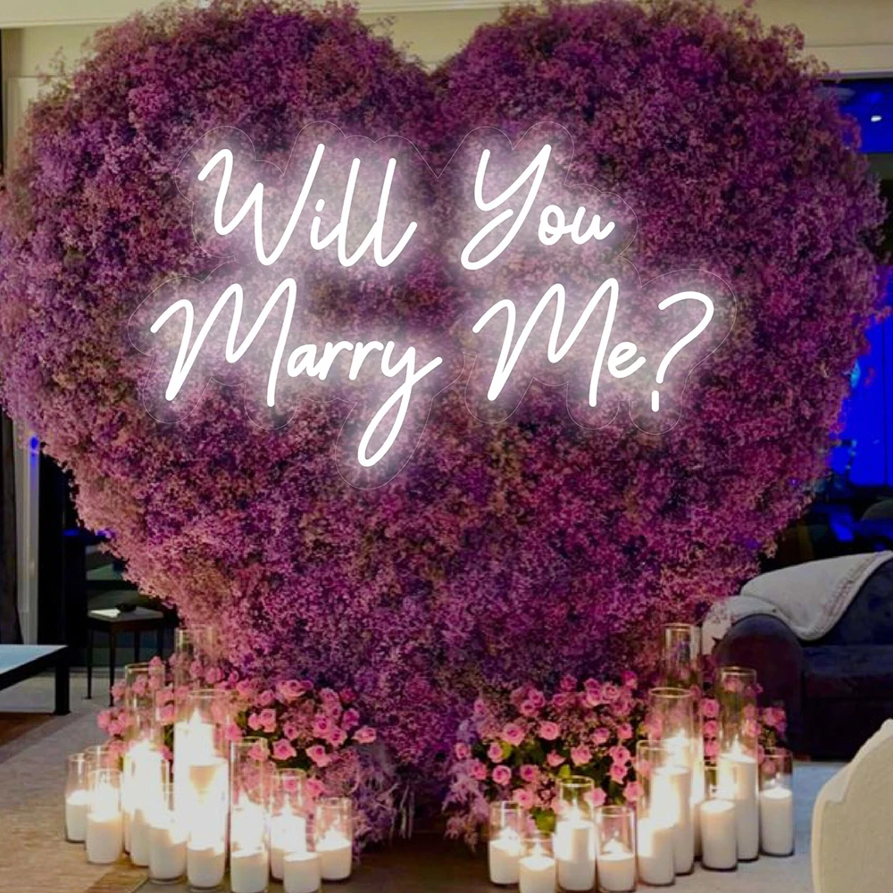 Custom Neon Sign Will You Marry Me Neon Sign Bridal Shower LED Light Home Wall Decor Wedding Proposal Party Backdrop Decoration