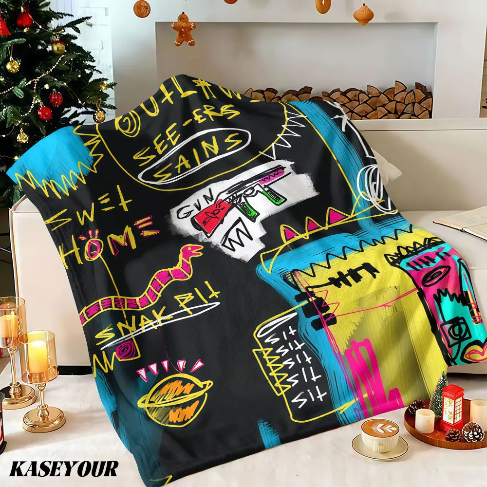 Graffiti   Style Word Art Winter Summer Flannel Blanket Throw Fleece Soft Fuzzy Plush Cozy Fleece Blankets for Sofa Ideal Gifts