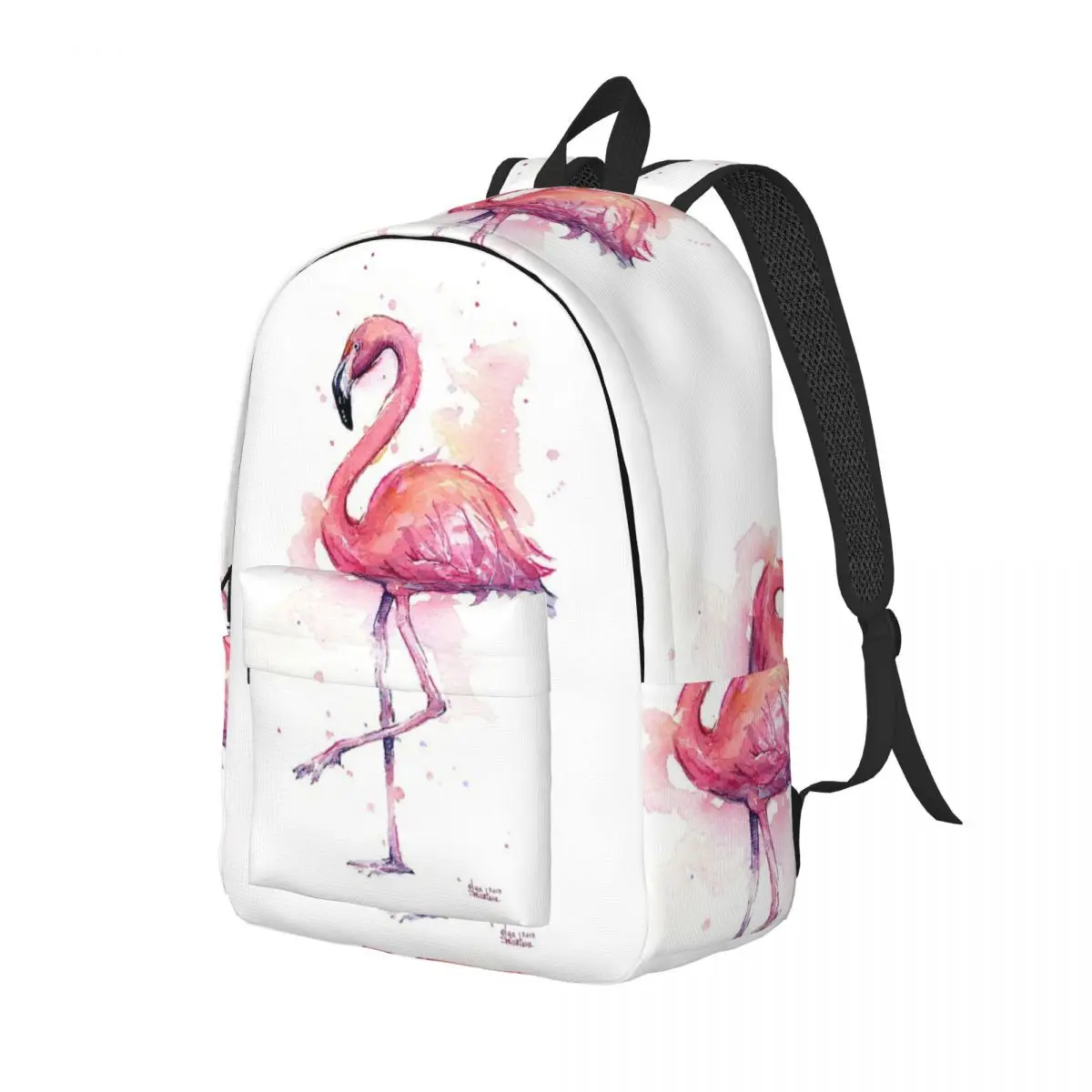 

Розовый фламинго, акварельный рюкзак с тропическими птицами, рюкзак большой емкости, детская сумка для книг, школьная сумка, сумки на плечо для мужчин и женщин