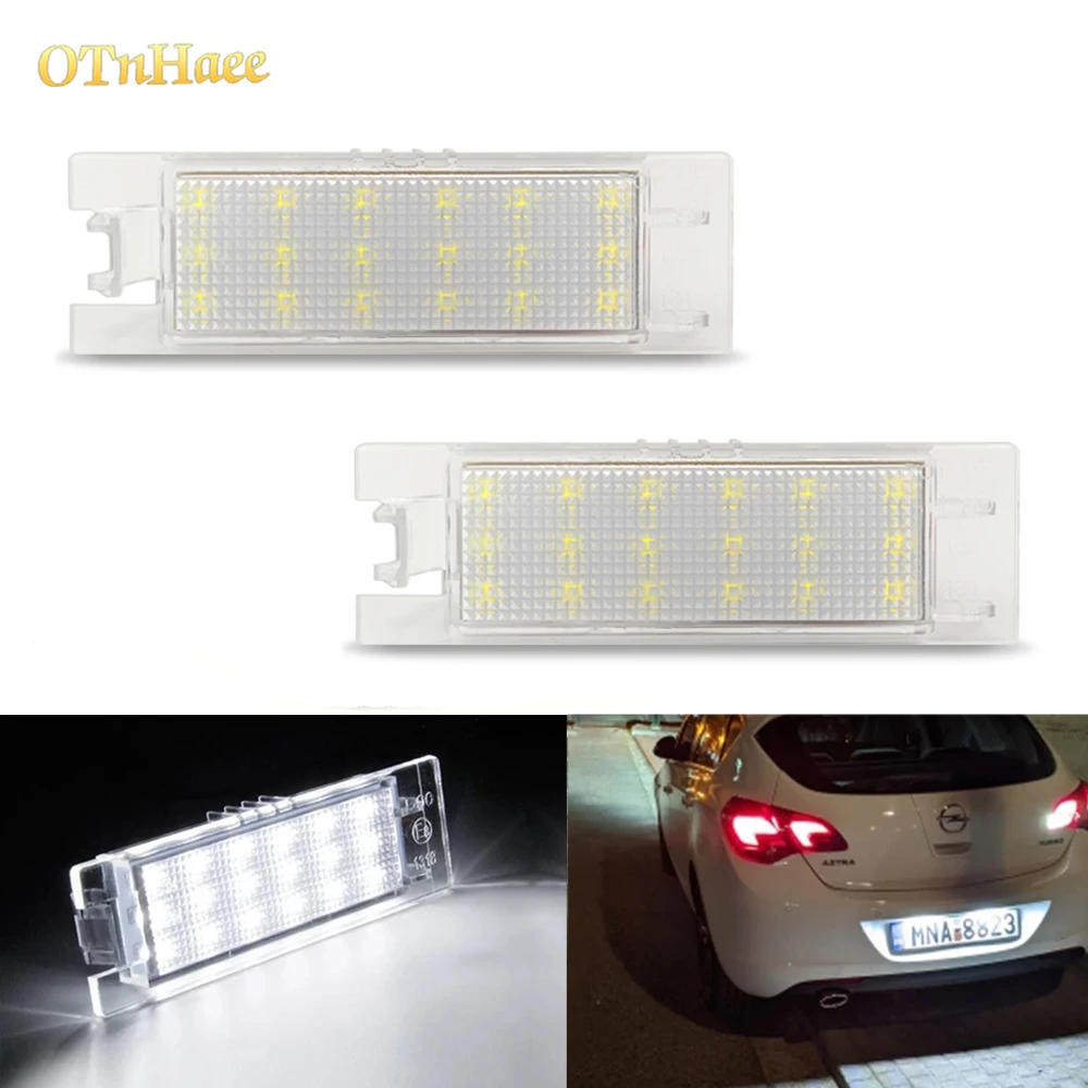 2pcs LED Number License Plate Light for Opel Astra K J H Corsa D E C Meriva A B Vectra C Zafira B Insignia Adam or Vauxhal White