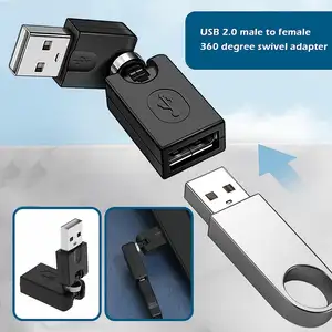 Bilashmart BackShell USB 2.0 Male To USB Female Adapter 360 Degree Rotation Angle Extension Cable Adapter Flexible USB 2.0 Converter USB 2.0 Male