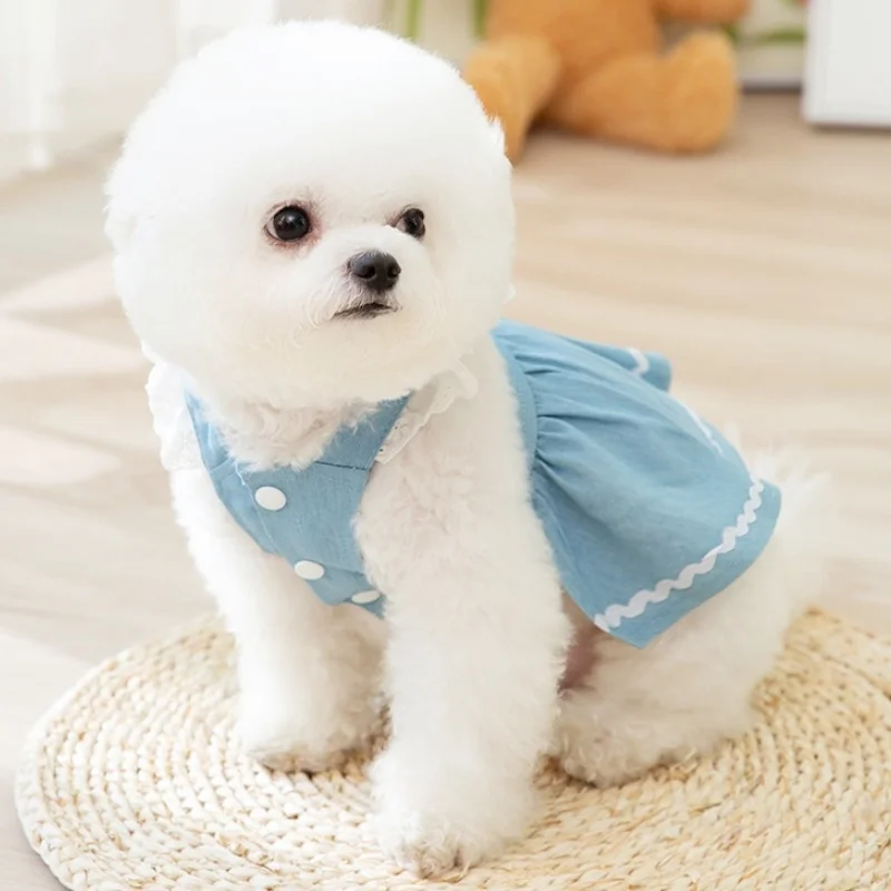 Dog Princess Dress Fashion Dog Clothes Cute Strawberry Puppy Dress Cat Flying Sleeves Skirt Summer Pet Costumes Chihuahua Dress