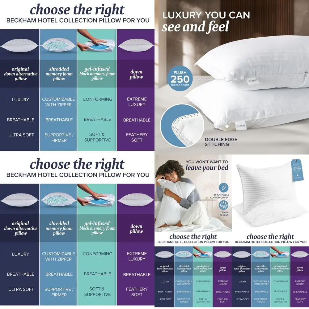 

Комплект из 2 подушек Queen Memory Foam с охлаждающим эффектом и регулируемым наполнением для всех положений сна