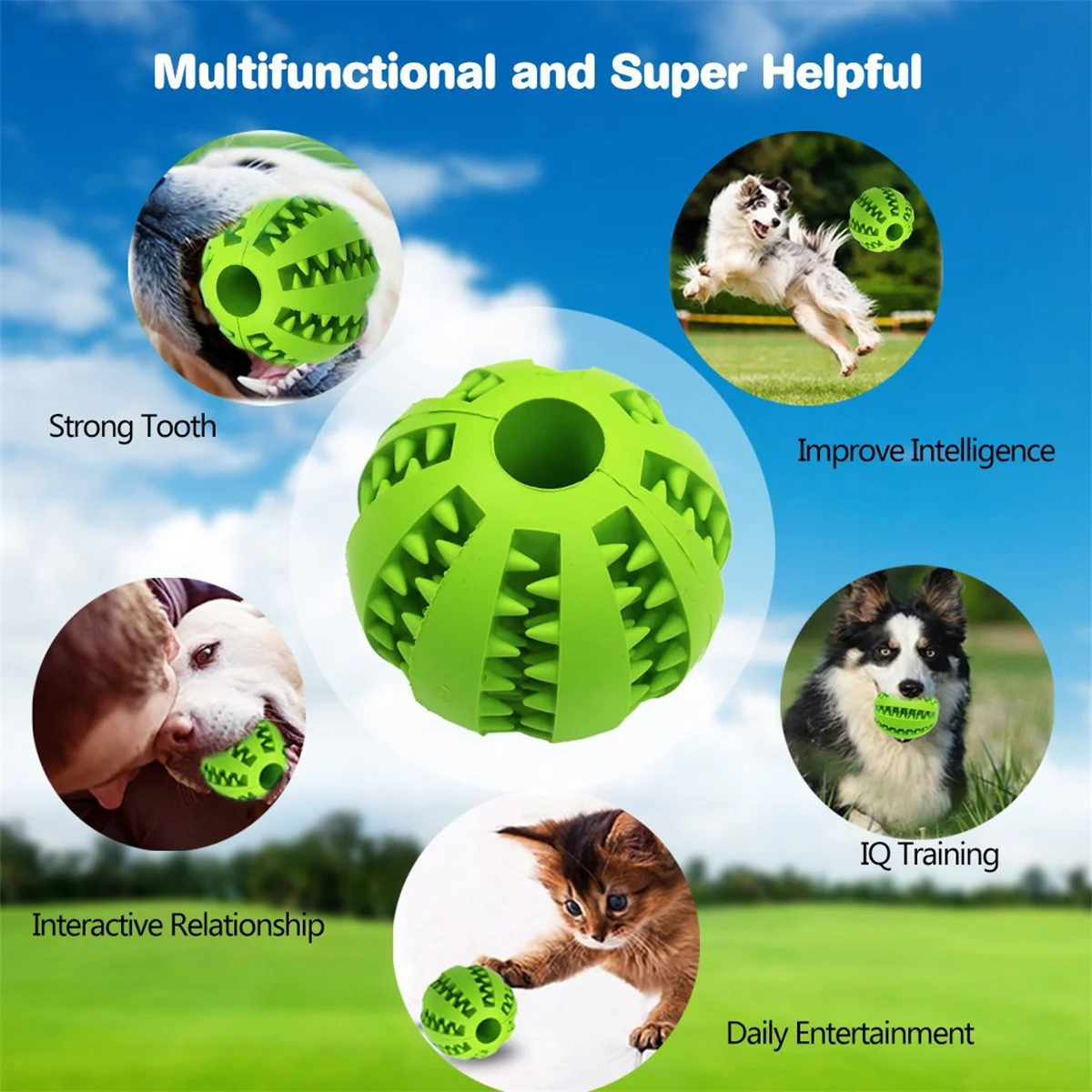 Natural Rubber Pet Dog Toys Dog Chew Toys Tooth Cleaning Treat Ball Extra-tough Interactive Elasticity Ball5cm for Pet Products