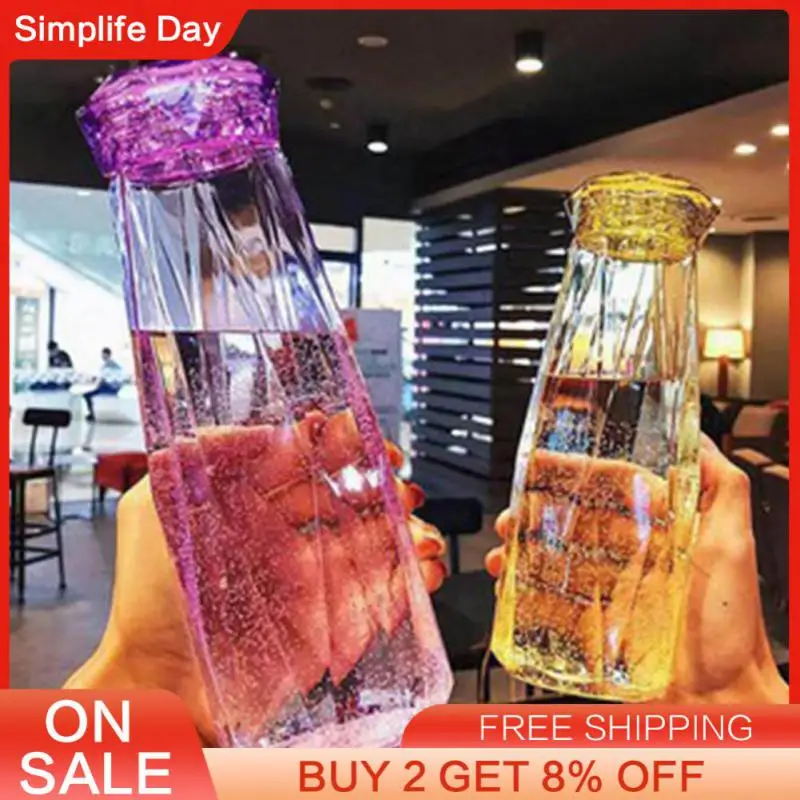 Cup Multifunctional 420ml Crystal Cup Kitchenware Water Bottle Sealing Up Colorful Gift Cup Bar Supplies Glass Handy Cup