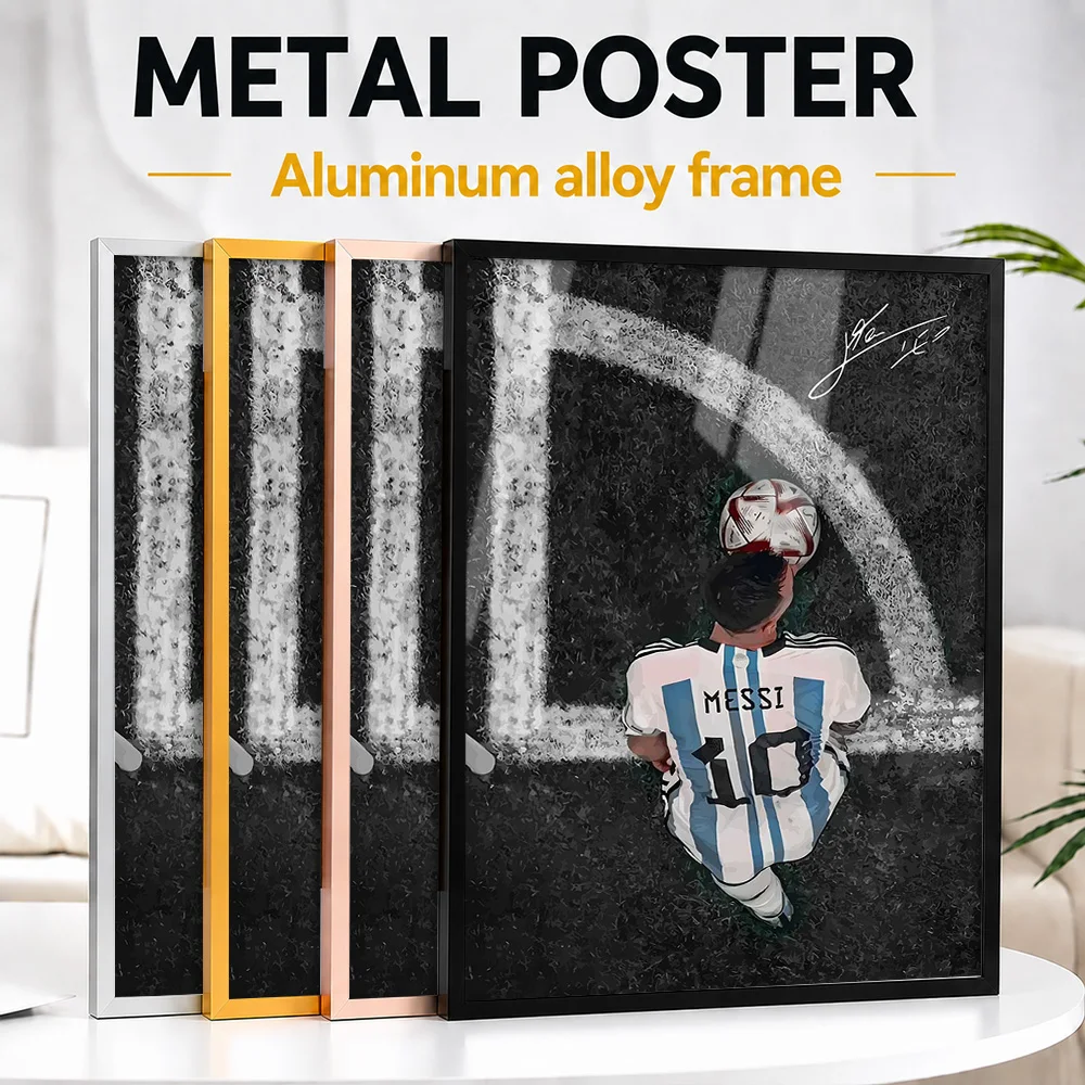 Messi Argentina Celebration Framed Metal Print Personalized Photographic Wall Art For Sports Memorabilia Room, Soccer Fan Gift