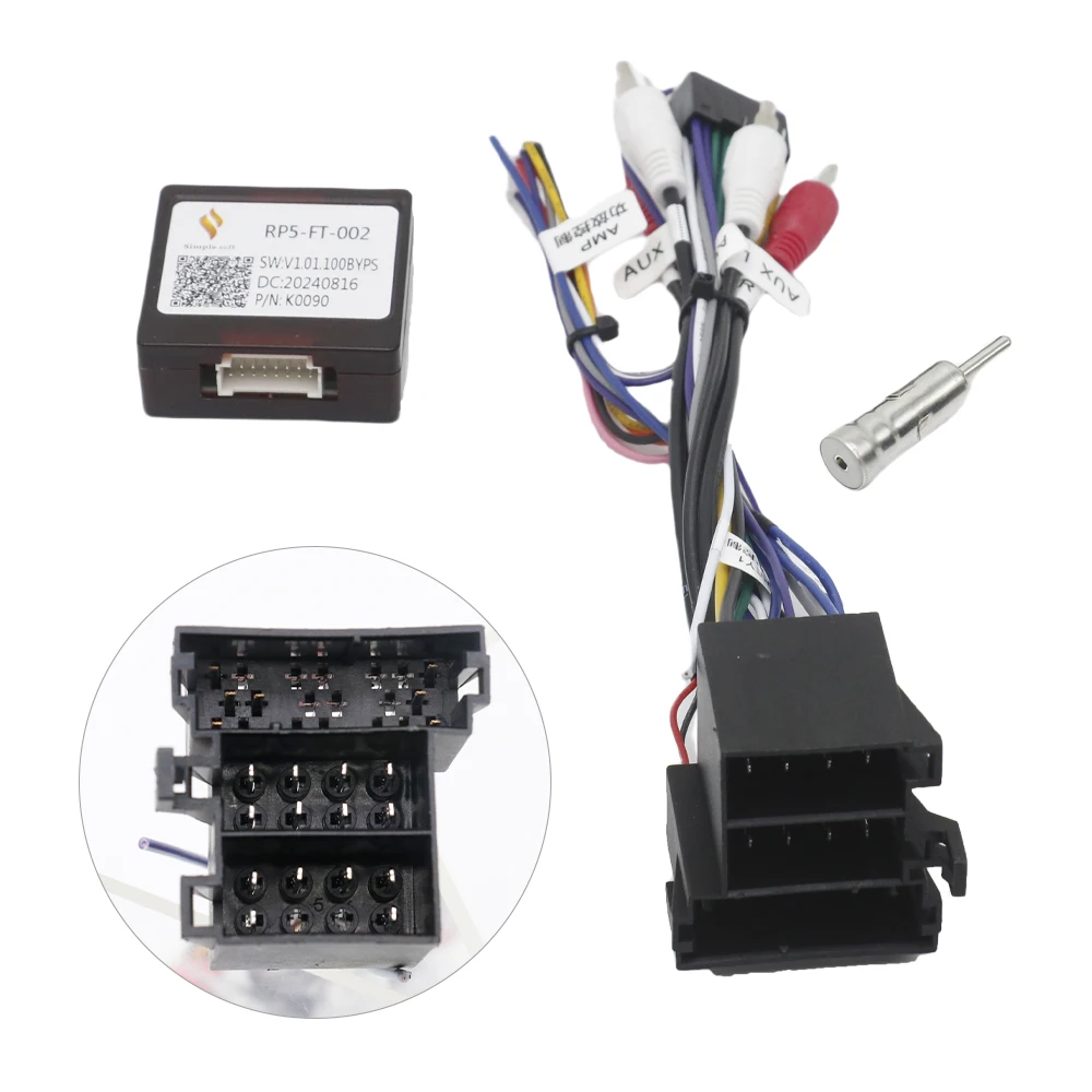 16 Pin Canbus Wiring Harness Adapter For Fiat Bravo Android Radio Power Cable Decoder RP5 FT 002