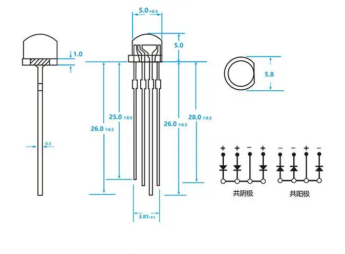 XINGLIGHT LED GRB DIP 비즈, 멀티 컬러 투명 레드 그린 블루 다이오드, 100 개, 0.06W, 4.8mm 빨대 비드