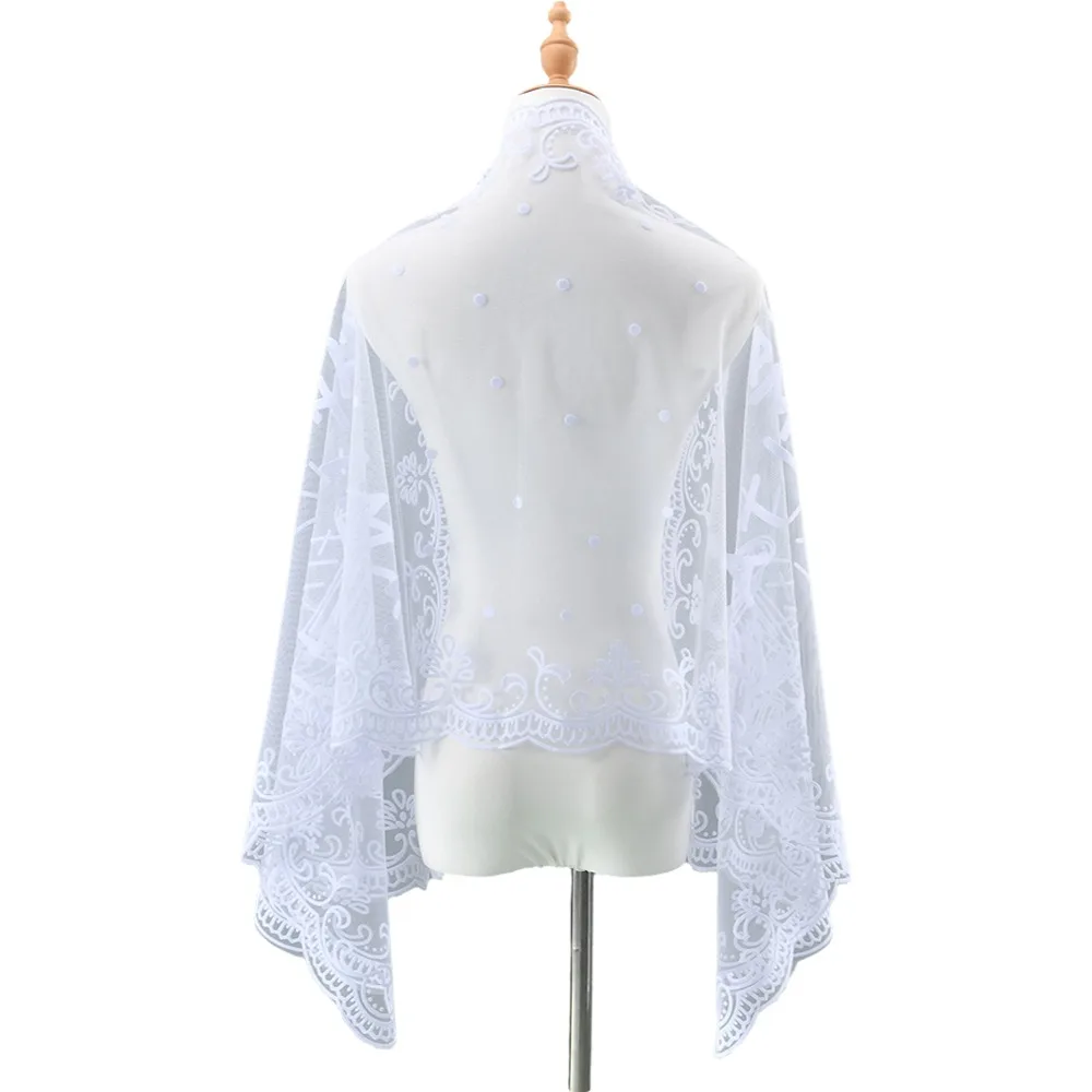 

Elegant Embroidered Flower Lace Scarf Breathable Mesh Long Sunscreen Shawl Lightweight Silk Scarf Summer