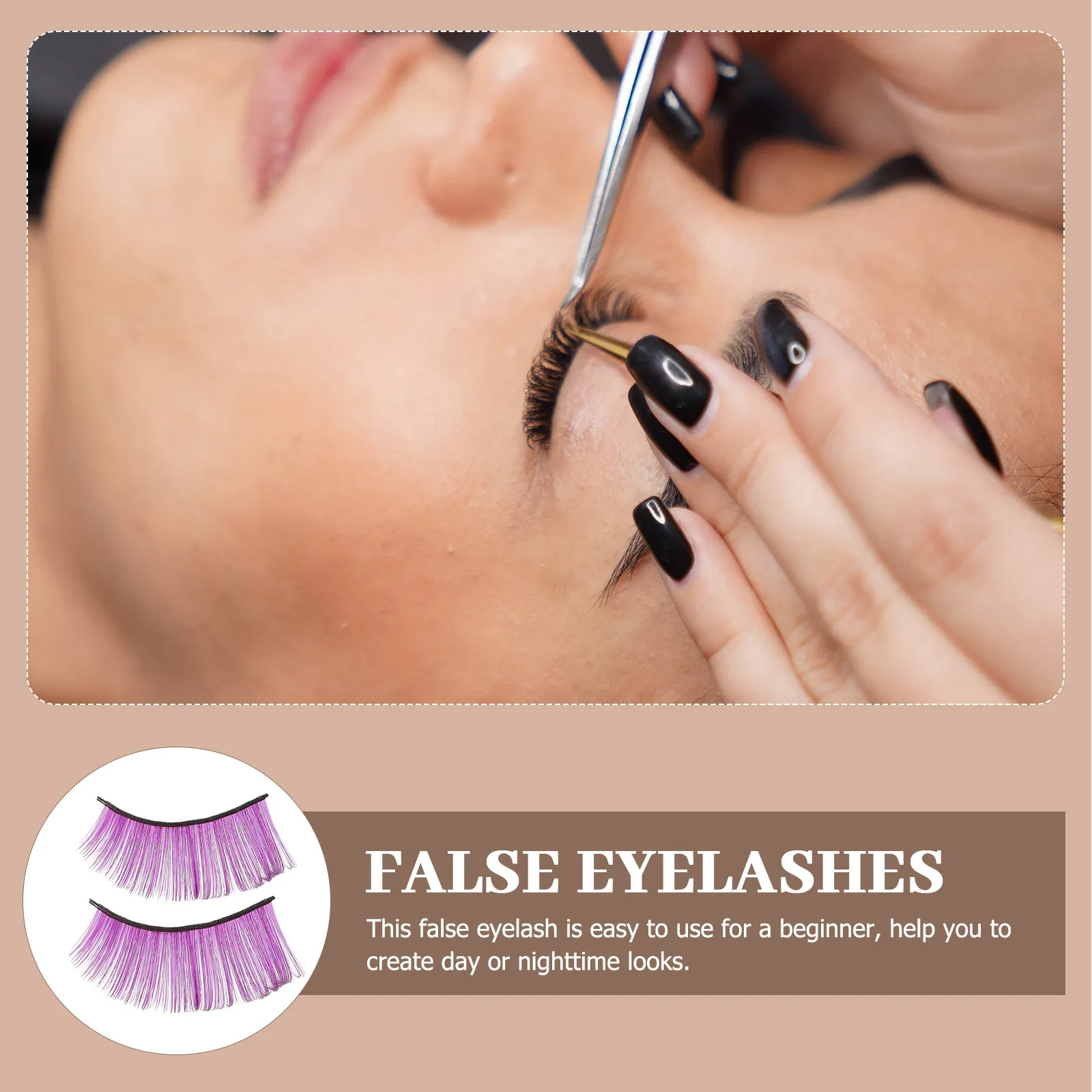 3 Pairs Fake Eyelashes Lightweight Fiber Curly Design Halloween Performance Makeup Glitter Colored Mascara Comfortable Reusable