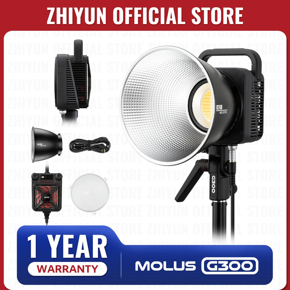 ZHIYUN MOLUS G300 300W ビデオライト 2700K-6500K