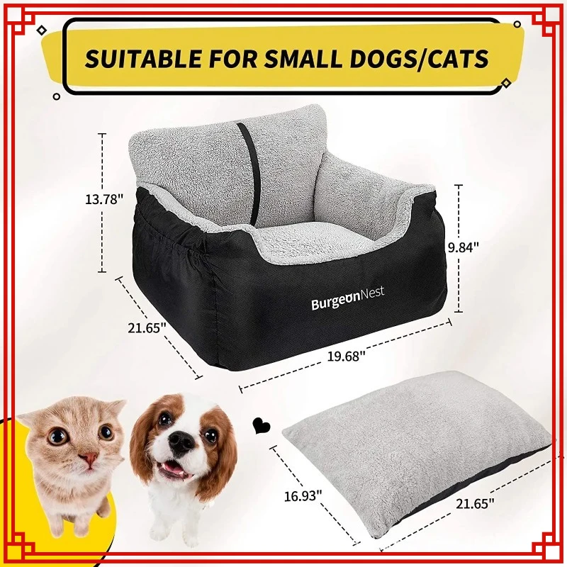 Pet Car Seat for Large Medium Dogs Washable Booster Pet Car Seat Detachable Dog Bed for Car Back Seat Pet Travel Carrier Bed