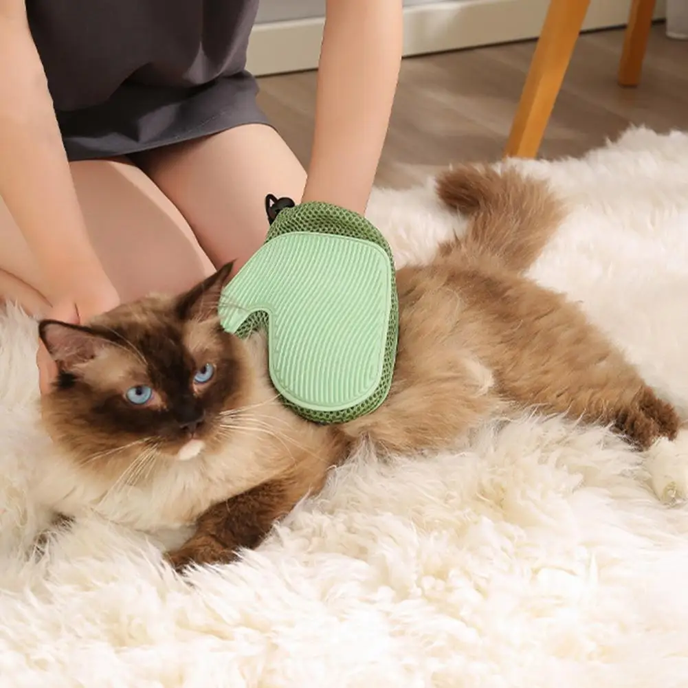 Pet Grooming Glove Dog Hair Removal Glove Pet Hair Removal Glove 2-in-1 Deshedding Brush Massage Mitt Grooming for Dogs Cats
