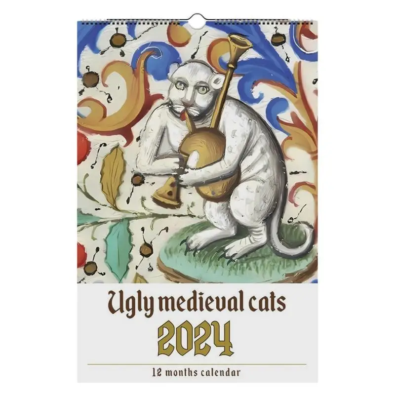 

Ugly Medieval Cats Calendar 2024 Wall Funny Monthly Calendar Planner Wall Hanging Monthly Calendar Unique Gifts For Cat Lovers