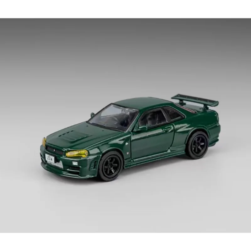 

Тень масштаб 1/64 Skyline GT-R R34 R-34 литая под давлением модель автомобиля из сплава Коллекционный декоративный орнамент