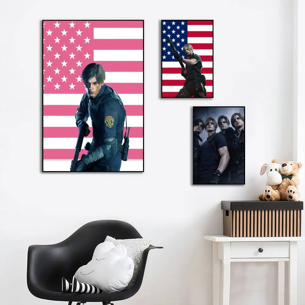 R-Resident E-Evil Leon Kennedy Sleek and sophisticated poster sticker, perfect for living rooms, bedrooms, hallways, bistros