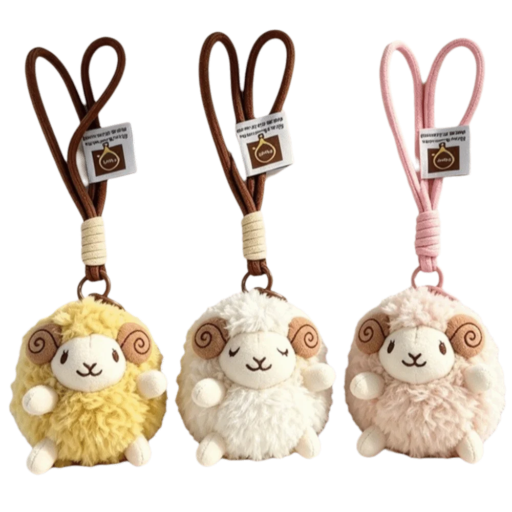 Schlüsselanhänger Weicher Flauschiger Plüsch-Schaf-Schlüsselanhänger Mini-Hängeanhänger Neujahrs-Schaf-Puppe Dekoration Lamm-Ornamente Taschendekor – Detail 1