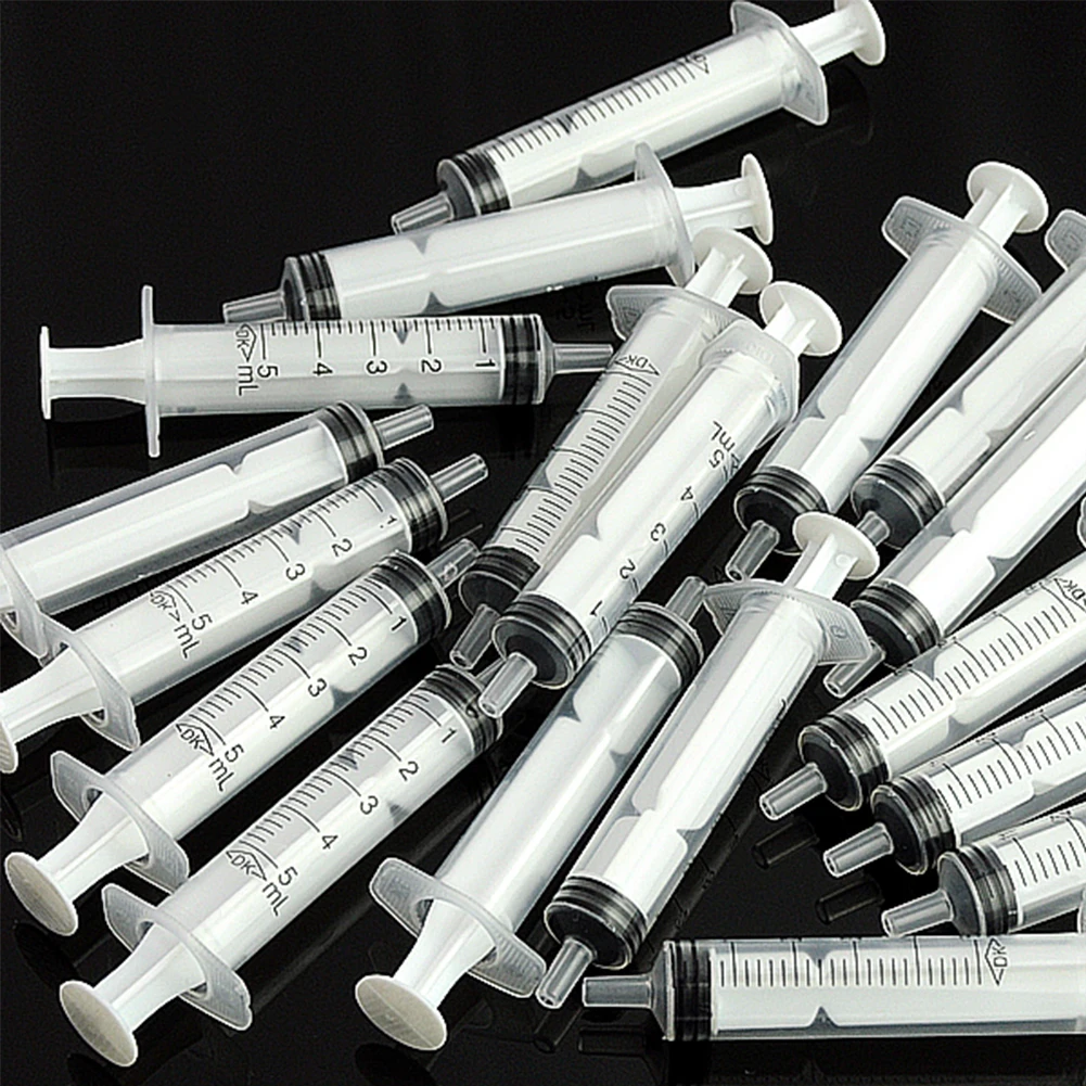 100pcs 5ML Disposable Syringe Plastic Nutrient Syringe Injector Slim For Kitchen Cooking Pet feeding Hydroponics Measuring