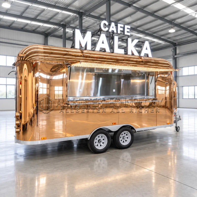 Allbetter﻿ Custom Mobile Food Trailer Logo LED Light Box Sign Coffee Cart Full Kitchen for Pizza Burger Ice Cream Catering