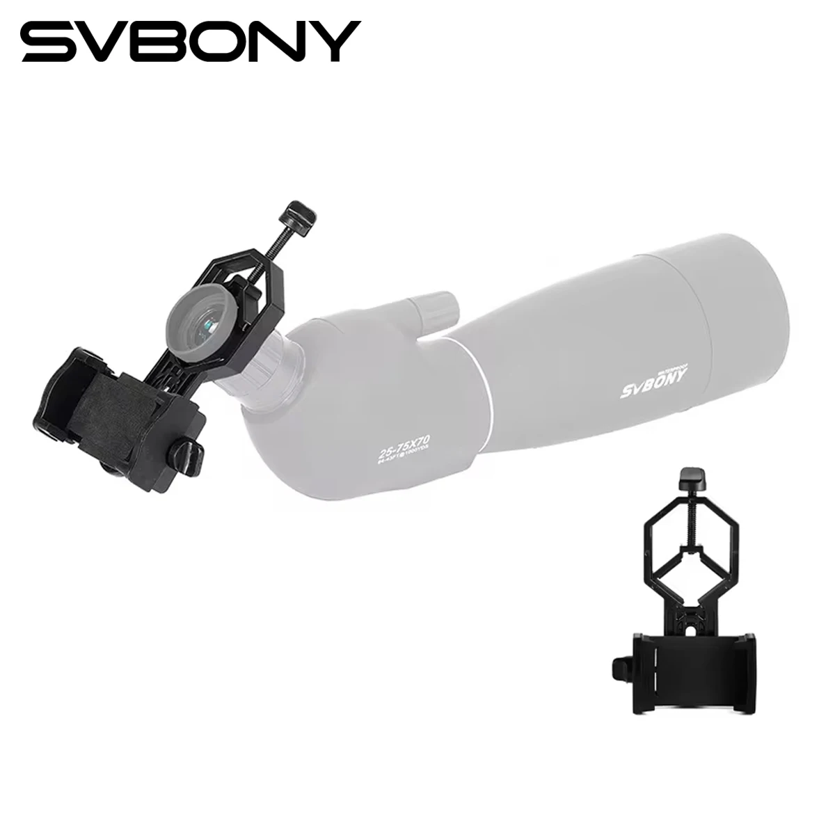 Uniwersalny adapter do telefonu komórkowego Svbony, uchwyt z mocowaniem na okular o średnicy 25-48 mm do lornetek, monokularów, lunet obserwacyjnych i teleskopów.