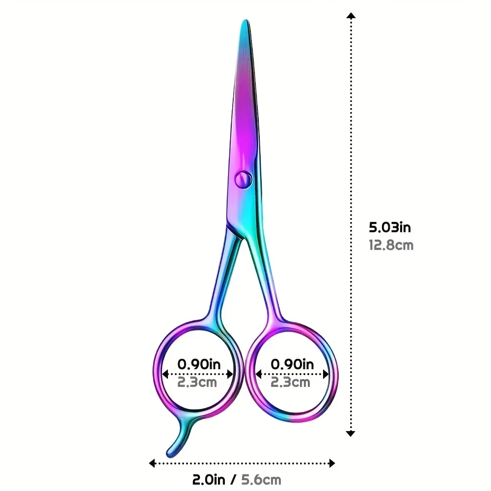 Professional Stainless Steel Iridescent Rainbow Tip Trimming Scissors for Men & Women Eyebrow Beard, Mustache Nose Hair