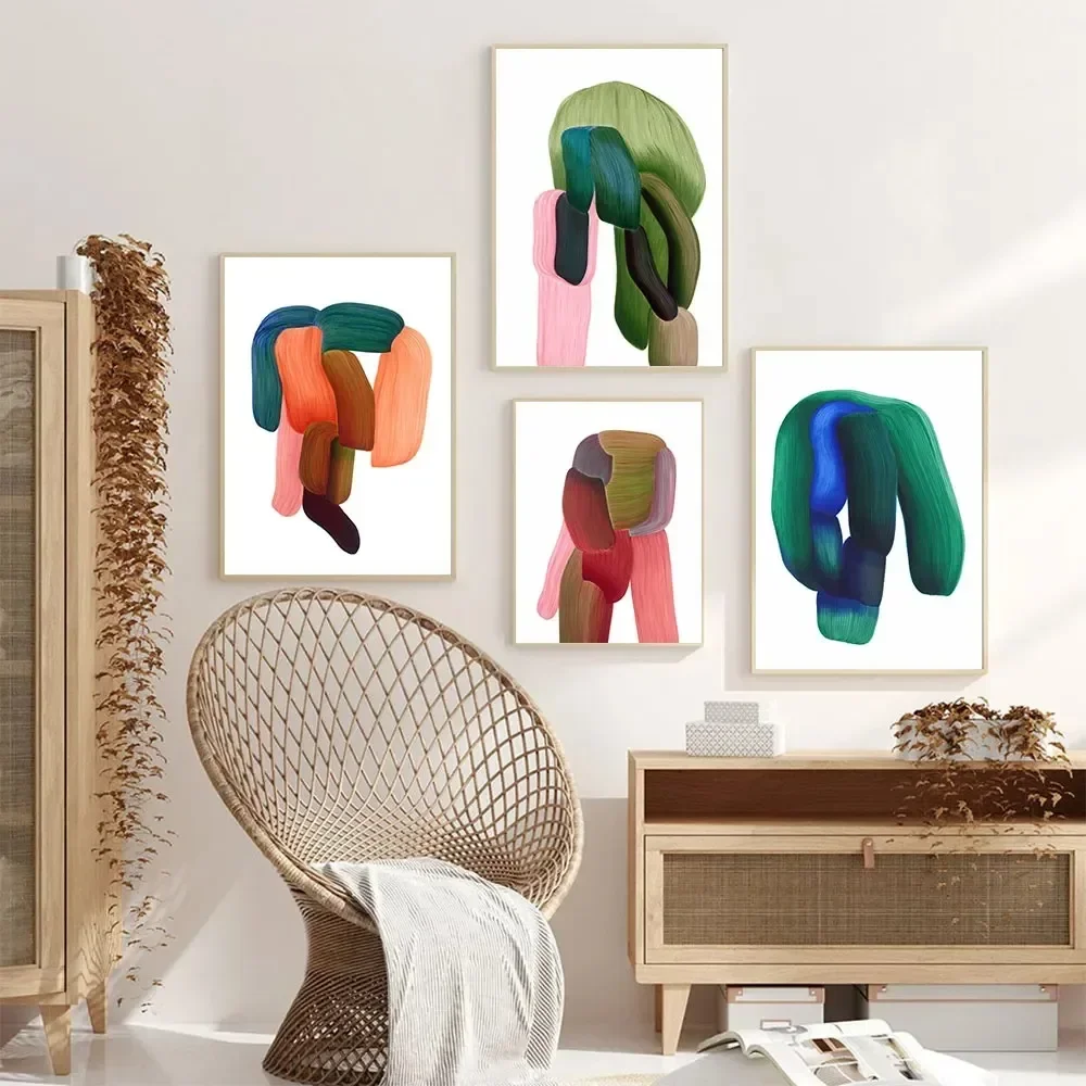1pc frameless Canvas Painting Modern Abstract Wall Art Multicolour, Colourful Pencil Paintings, HD Canvas Printed Posters, Home