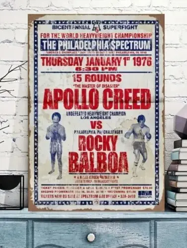 

APOLLO CREED VS ROCKY BALBOA FIGHT 8"X12" TIN METAL SIGN PHILADELPHIA MOVIE