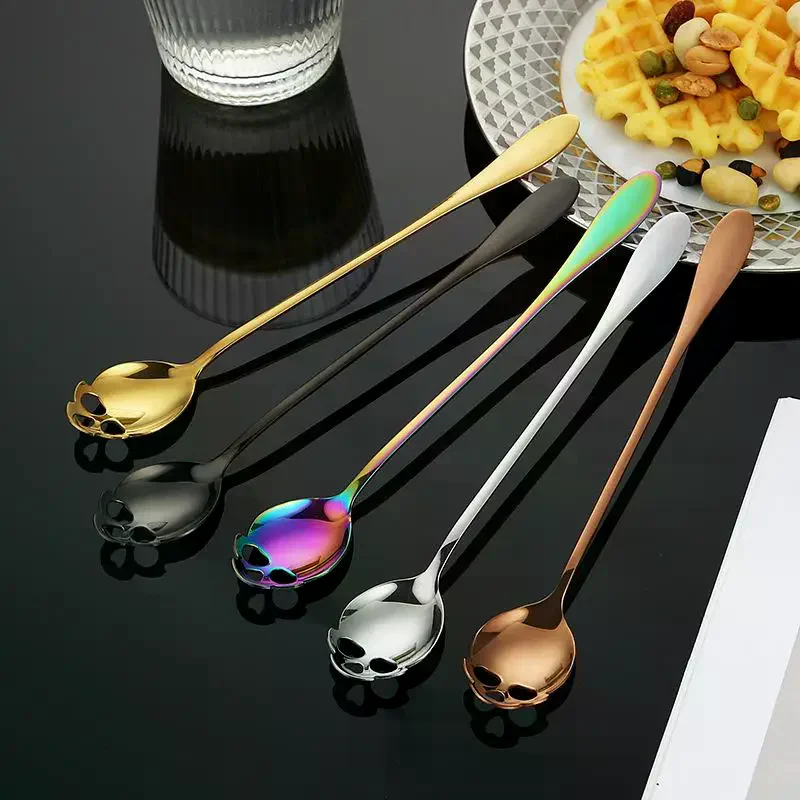 Stainless Steel Coffee Scoop Skull Shape Dessert Ice Cream Spoon Halloween Theme Party Dining-table Scoops Decorations Supplies