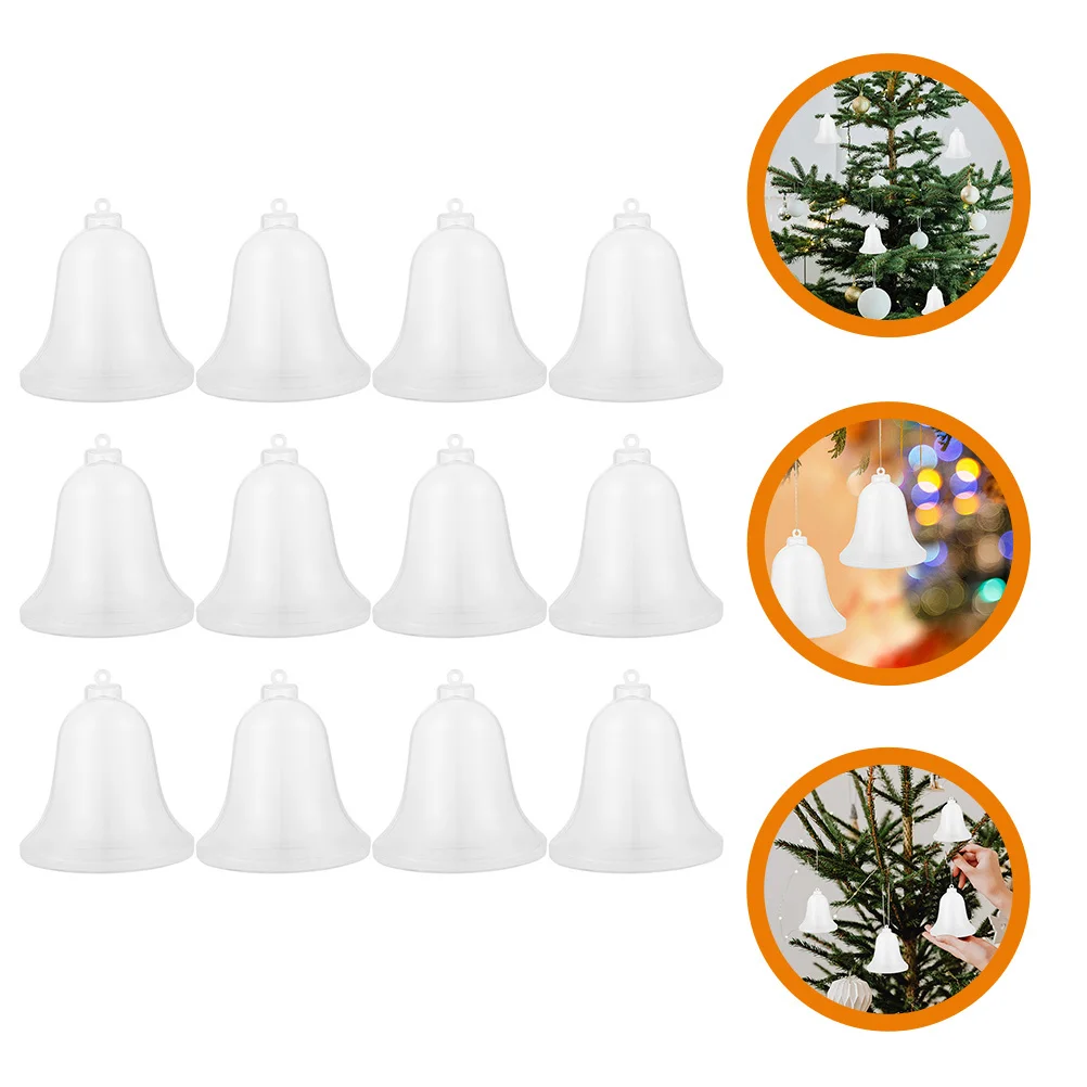 

12Pcs Clear Fillable Bell Shaped Plastic Balls DIY Christmas Tree Hanging Decorations Transparent Candy Boxes Ornament
