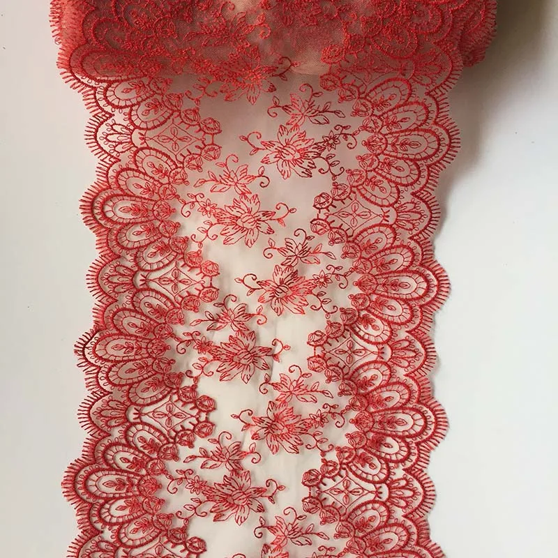 1Meter Two Tone Embroidered Lace Trim Mesh Tulle Clothing Needlework Accessoriesy Lingerie Bra Dress Sewing Handmade DIY Crafts