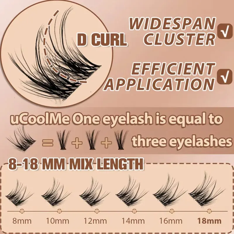 uCoolMe Lashes Secret D Curl with Bond and Seal Remover Beginner Friendly Long-lasting Waterproof DIY False Eyelashes Extension