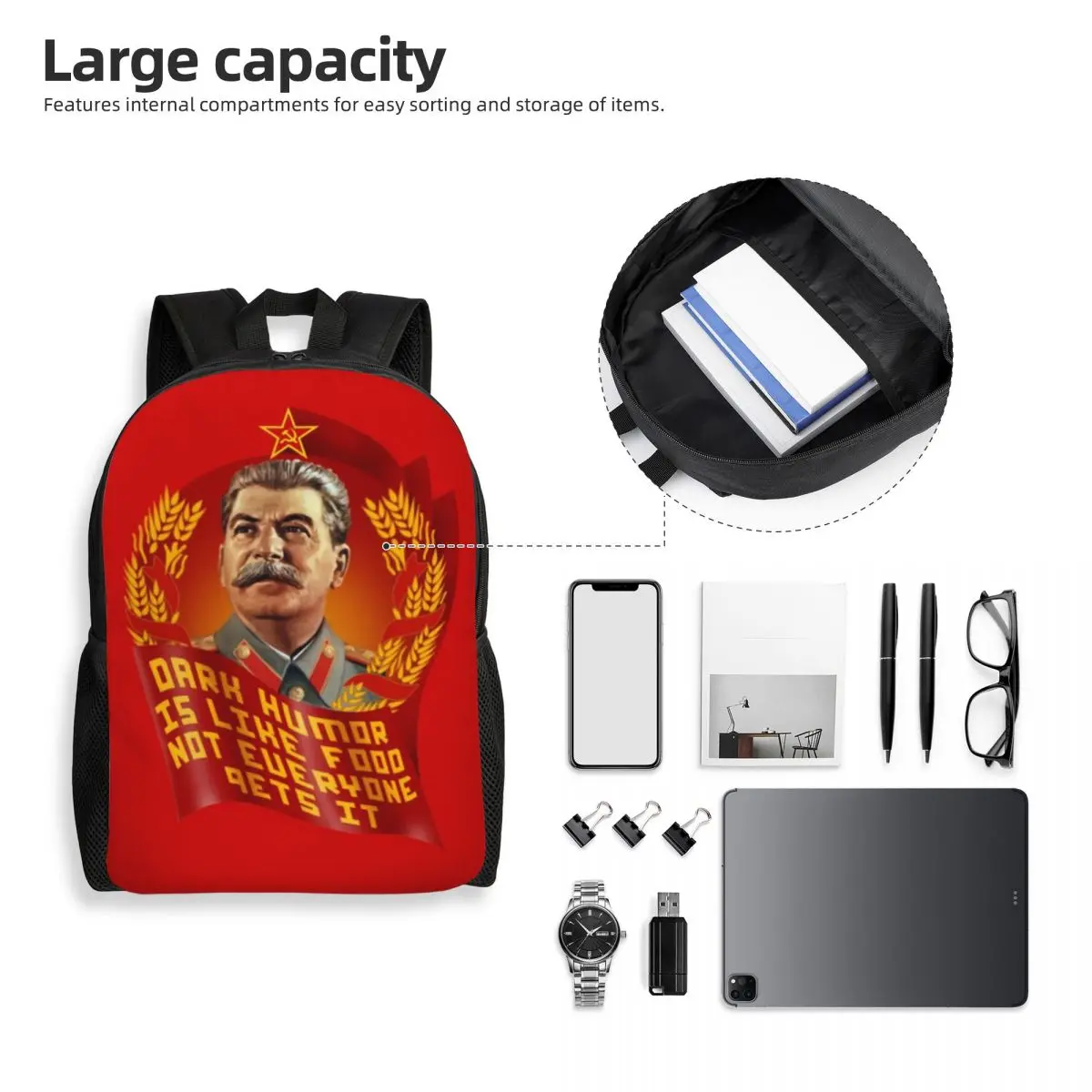 Personalizado Joseph Stalin-União Soviética Mochila para Homens e Mulheres, Mochila de Moda, Mochilas Escolares, Comunhão, Rússia, CCCP, Moda