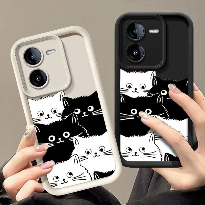 Cute Cat Fashine Phone Case For VIVO X60 X70 X80 X90 X100 V23 V23E V25 V27E V27 V29 V30 V40 5G Shockproof Soft Cover Shell