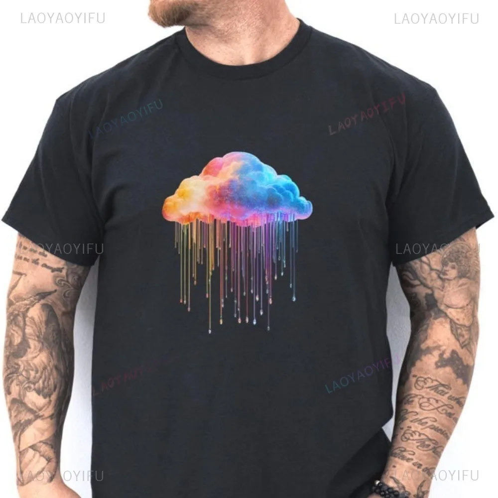 Gay Pride Rain Design Colourful Meteorology Graphic Printed T-shirt Casual Fashion Loose Harajuku Hip Hop Man Women Tshirt
