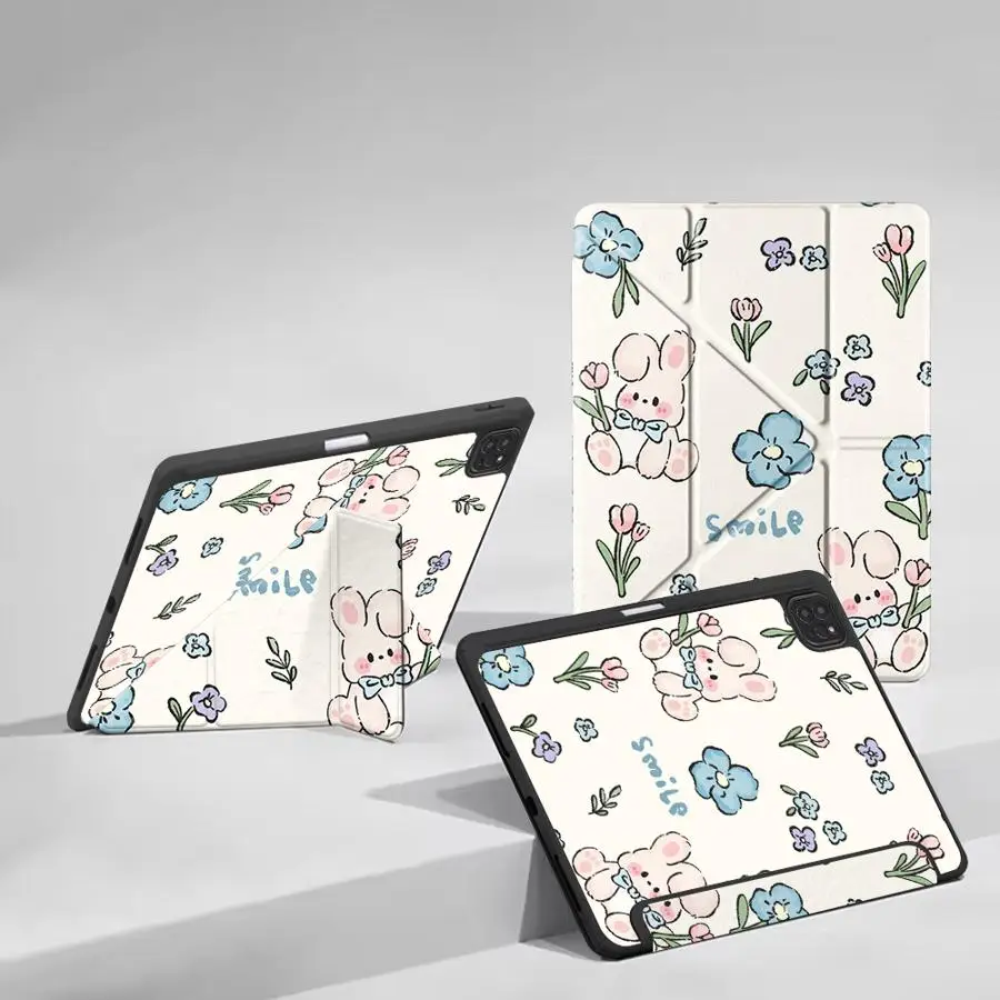Holder Cover Tablet Case For iPad Pro 2025 Mini 6 7 Pro 11th 10th 9th 8th 7th 12.9inch Air 4 5 M3 M2 1 2 M4 11inch Flowers And