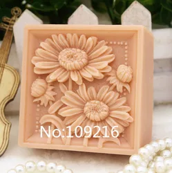 1pcs Four-Sunflower (zx143) Silicone Handmade Soap Mold Crafts DIY Mould