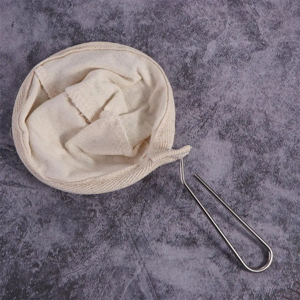 Reusable Coffee Filter Bag Flannel Cloth Strainer Stainless Steel Handle Coffee Filter Sock Washable Replacement