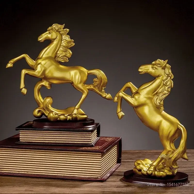 Creative Resin Horse Sculpture Ornament Gold Ornament Arriving Success Home Living Room Study Bookcase Office Decorations Crafts