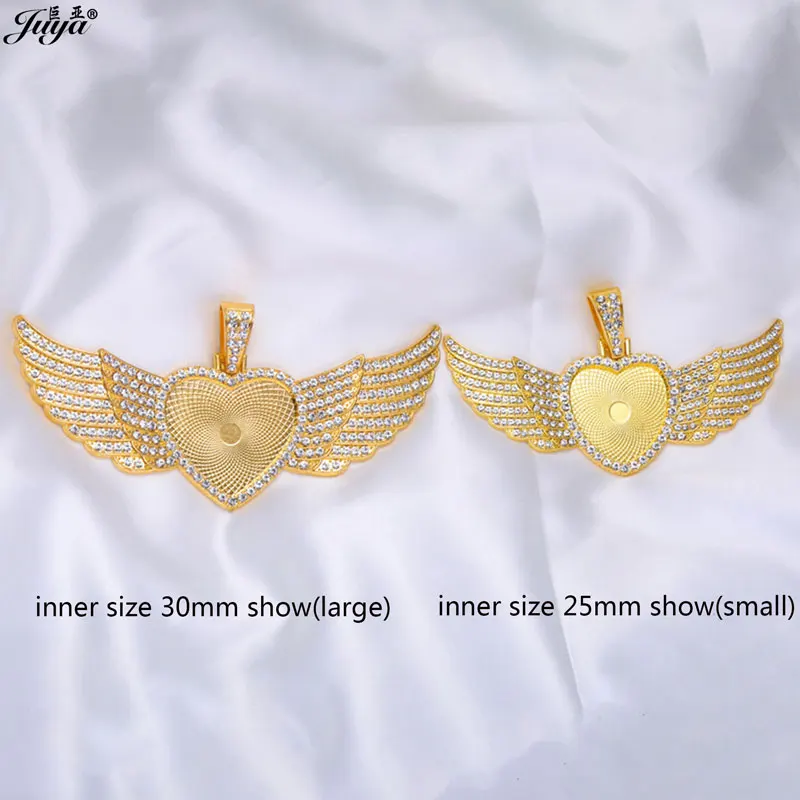 Engelsflügel-Anhängerrohling, innen 25/30mm, Herz-Cabochon-Fassungen, Schalen, Anhänger, Zubehör für DIY-Schmuckherstellung. – Detail 3
