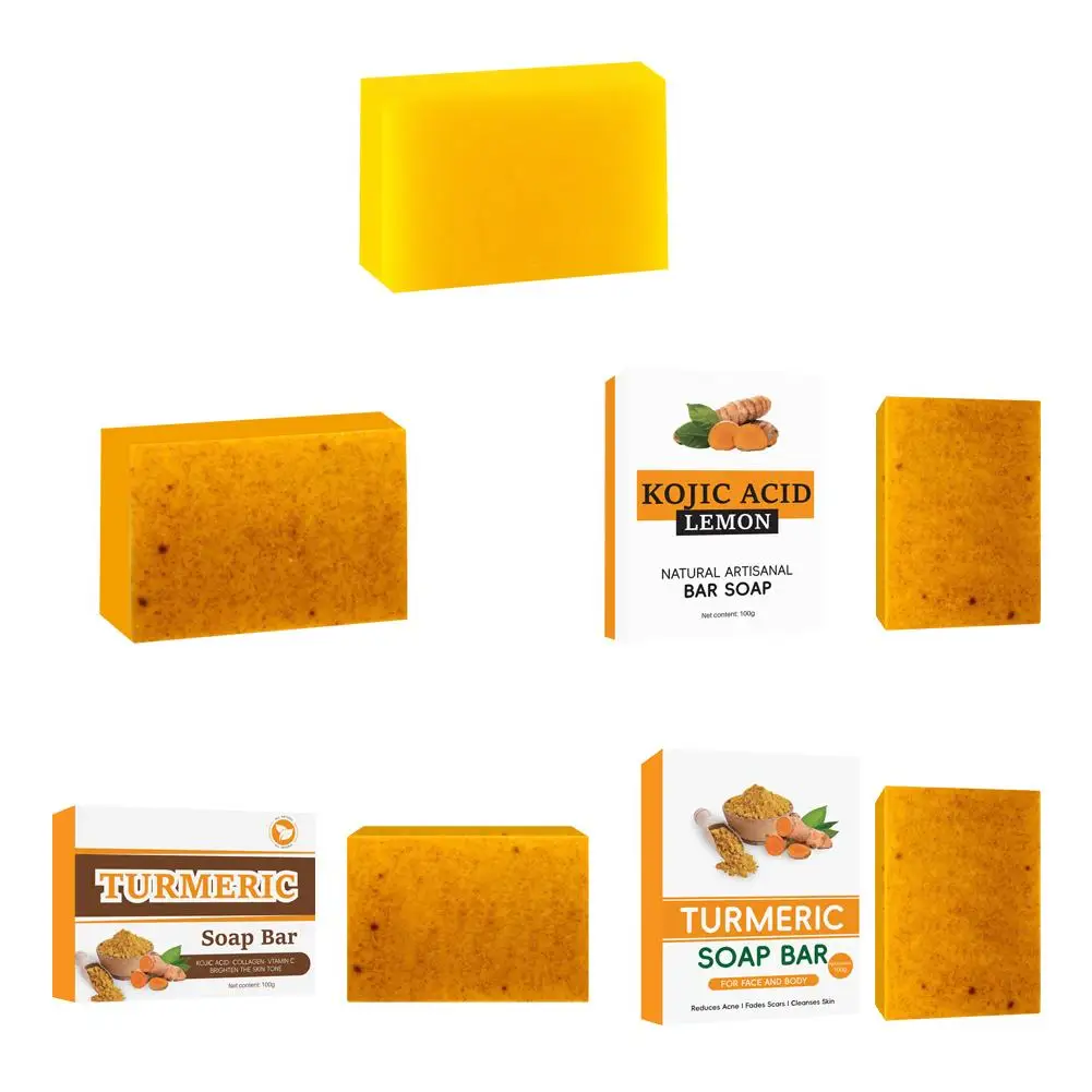 Turmeric Lemon Cleansing Soap Face Fade Dark Spots Acne Marks Brighten Skin Remove Dull Whitening Moisturizing Body Soap