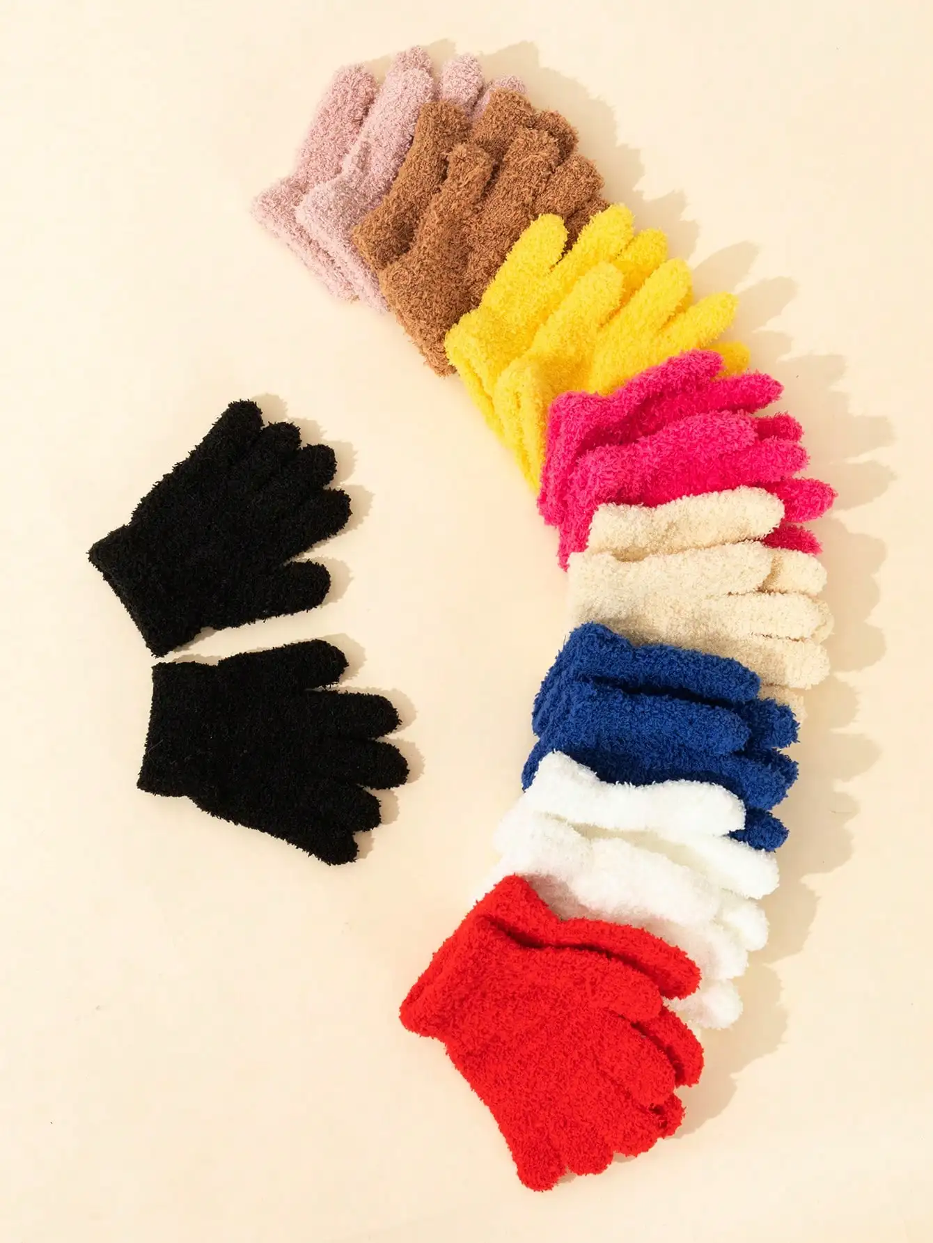 1pcs 1-3Y Toddler Five‑Finger Knitted Gloves, Half‑Velvet Separate Finger Candy Color Gloves for Boys Girls Autumn Winter