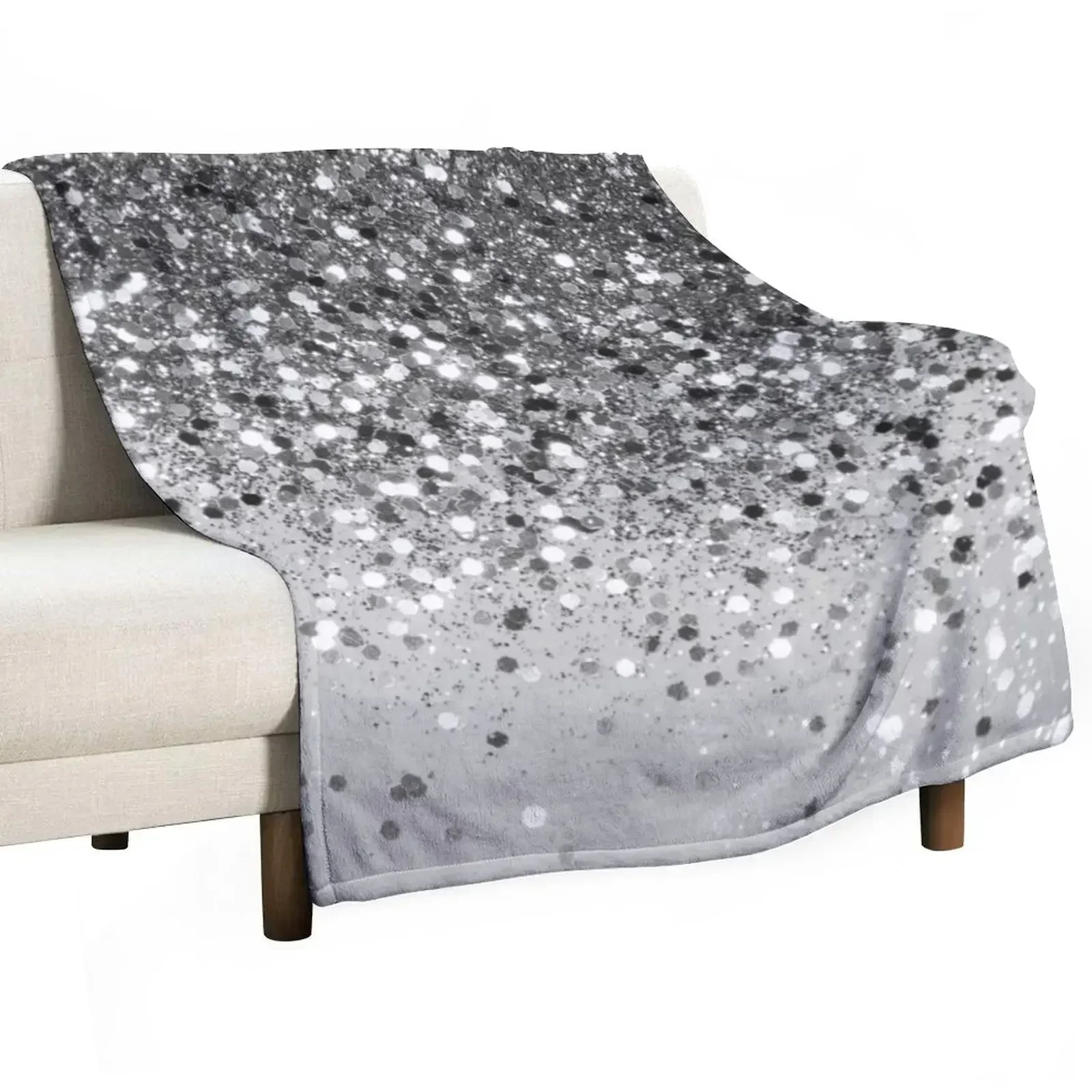 Soft Silver Gray Glitter #1 (Faux Glitter - Photography) #shiny #decor #art Throw Blanket bed plaid Beach Blankets