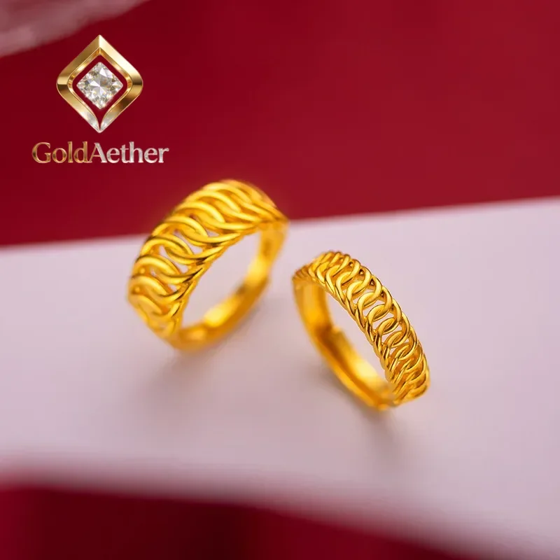 

GoldAether AU999 Pure Gold Seiko Boss Ring - Fashionable All - match Real Gold Ring, Also for Couples